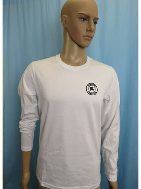 NWT BURBERRY JENSON WHITE COTTON BLACK KNIGHT LOGO LONG SLEEVE T SHIRT JERSEY M